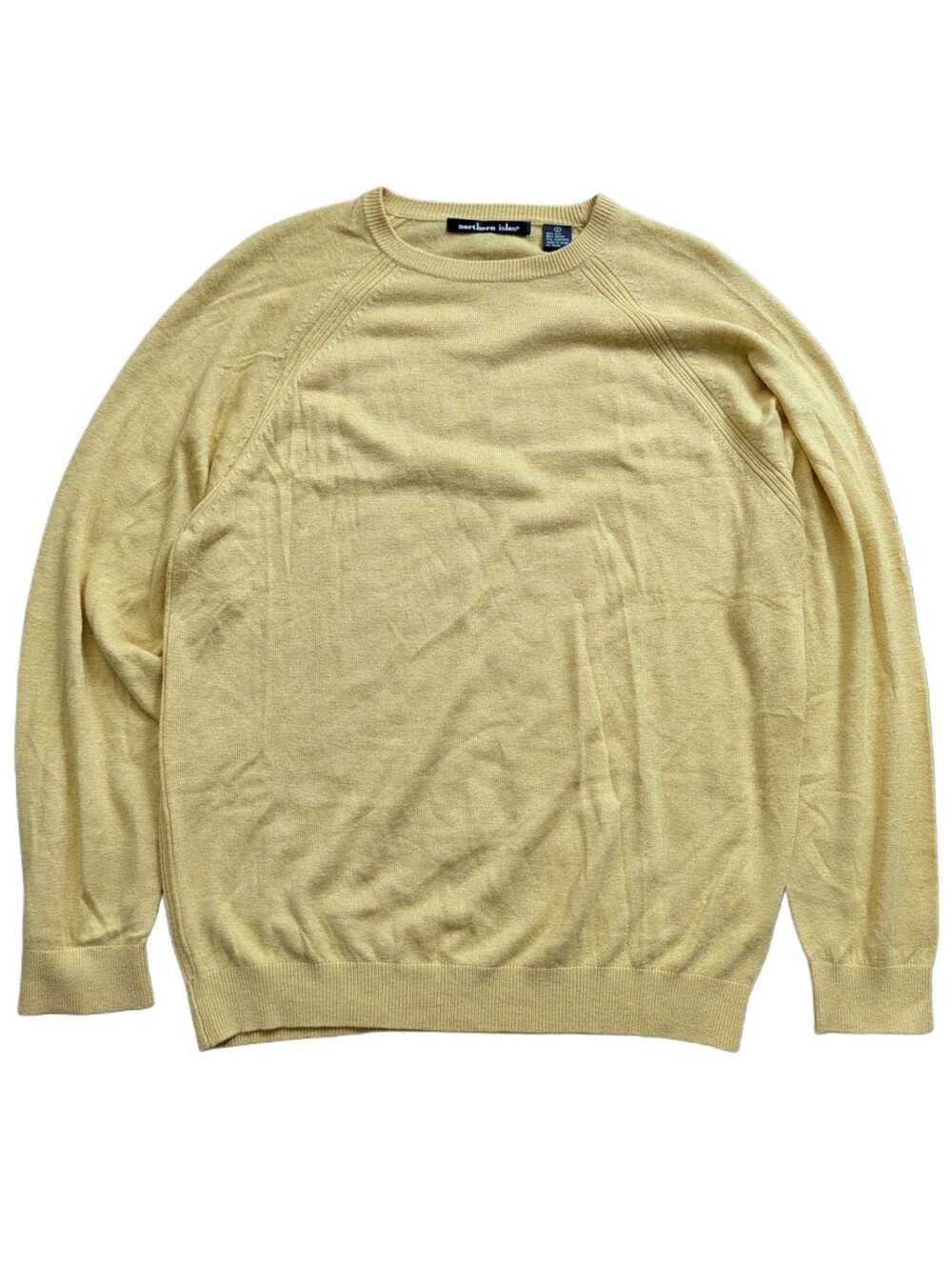 Northern Isles Mens Yellow Silk Cashmere Blend Soft Lightweight Sweater Large